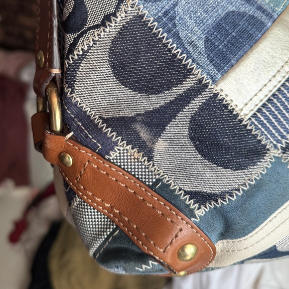 Vintage Y2K Coach Carly Blue Denim Patchwork Shoulder Bag 12215 - Picture 10 of 14